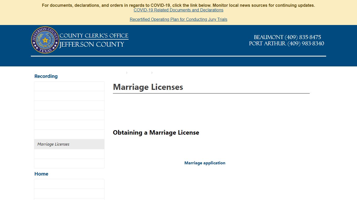 Marriage Licenses - Jefferson County, TX County Clerk's Office